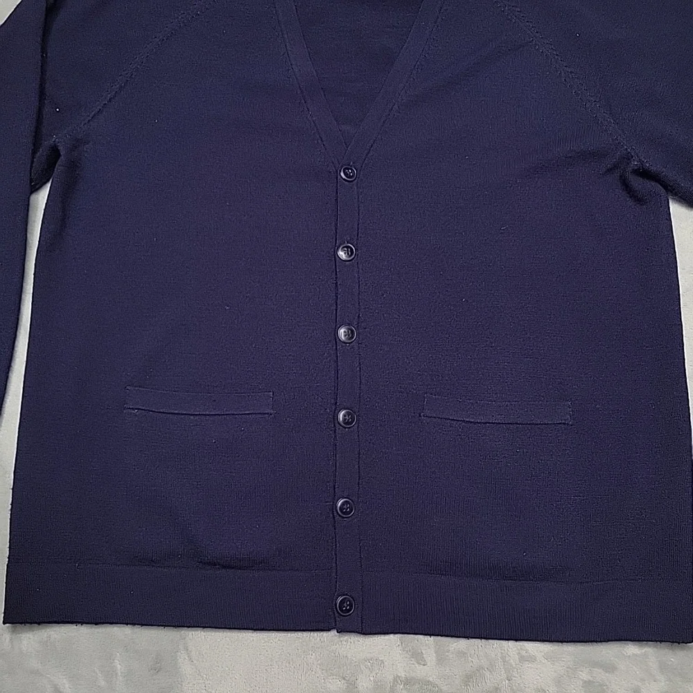 Pendleton Cardigan Mens XL Navy Blue Merino Wool V-Neck Button Up Retro Sweater